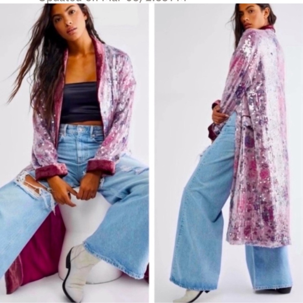 Free people Kealey sequin duster jacket new size small - Picture 2 of 4
